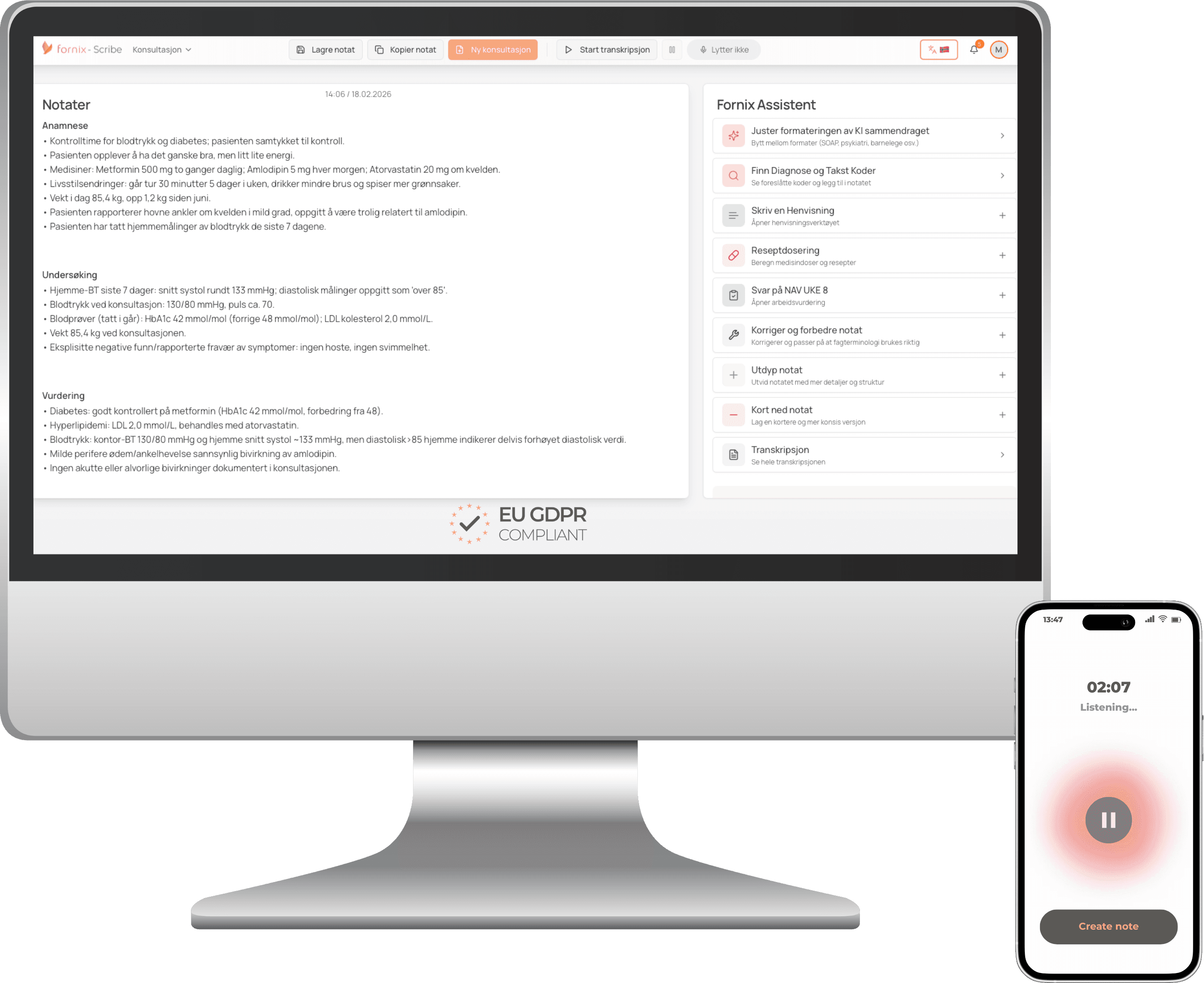 Fornix Scribe shown on desktop and mobile devices